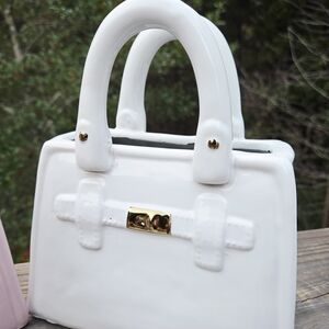White Only Porcelain HANDBAG Vases